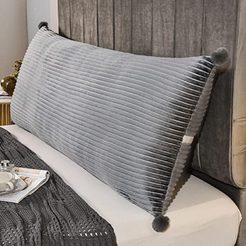 TDHLW Rechteckiges Kopfteil-Kissen Aus PlüSch, Tagesbett, Langes RüCkenkissen, GroßE Nackenrolle, Lese-RüCkenlehnenkissen, StüTzpositionierung, Bett, Sofa, Lesekissen,Light Gray,1.2m