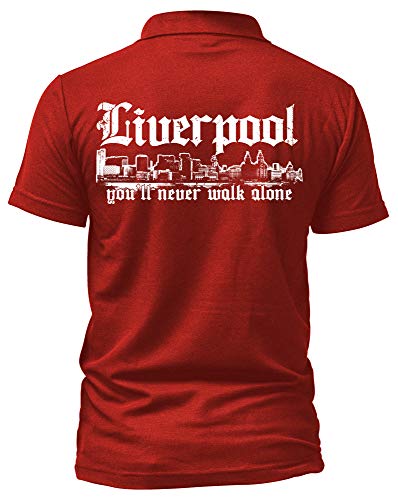 Liverpool Skyline Poloshirt | Stadt Sport Fussball Trikot Ultras | M1 (3XL, Rot)