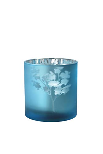 sompex Awhia Windlicht Vase Blüten, Farbe:Silber-blau, Größe:15 x 15 cm (M)