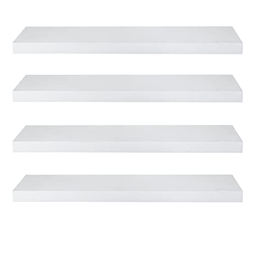 eSituro Wandregal, schwebendes weißes Regale für Wandmontage, 4er-Set Schweberegal Hängeregal Wandbrett im Wohnzimmer Schlafzimmer Küche Badezimmer, 40x3,8x22,9 cm