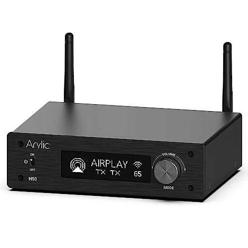 Arylic H50 Hi-Fi Multiroom WiFi Amplifier mit Bluetooth aptX HD, HDMI ARC, Airplay 2 & Spotify Streaming.Unterstützt 192Khz/24bits HD Musikübertragung & Empfang.50W*2 Verstärker