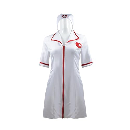 Thegis Promising Young Woman Cosplay Kostüm Cassie Krankenschwester Dress-Up Komplettes Set Rollenspiel Uniform Kleid,White-XS