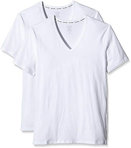 Calvin Klein Herren T-Shirt 2P S/S V NECK, Gr. X-Large, Weiß (WHITE 100)