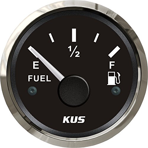 KUS1003: KUS Tankanzeige, schwarzes Display mit Edelstahl-Lünette, 0 – 190 Ohm