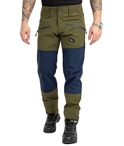 Rock Creek Herren Softshell Hose Cargohose Outdoorhose Wanderhose Herrenhose Wasserdicht Skihose Arbeitshose Winterhose Trekkinghose H-245 Dunkelgrün S