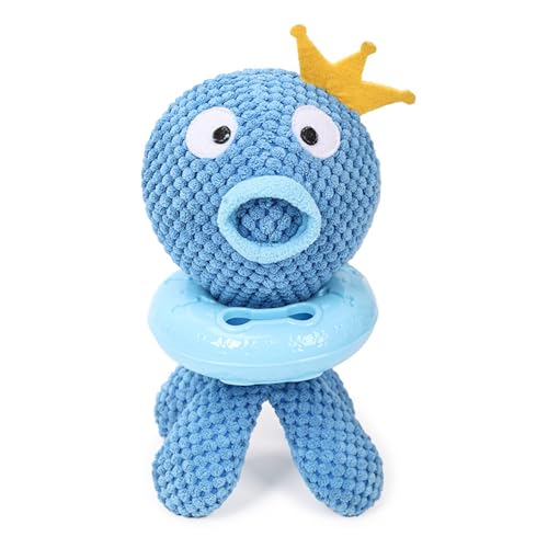 Fairnull Pet Chew Toy Verschleißfestes Hund Octopus Form Quietschend Interaktives Zähneknirschen Plüsch mit Futter Leckage Design Blau