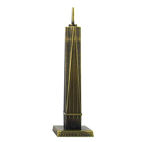 Pevfeciy Skulptur New York Freedom Tower Model Home Büro Dekoration Ornamente Metall Handwerk Handwerk Gebäude, 3D Metall Modell Souvenirs Geschenke, Dekoration Statue,22cm