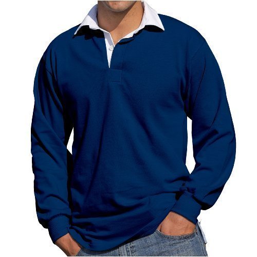 Front Row - Herren Männer Langärmeliges Rugby Shirt - XL, Marineblau