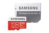 Samsung Micro-SD-EVO + 128 Gb Microsdxc UHS-I Class 10 Speicherkarte – Memory Karten (Microsdxc,-25–85 °C, Rot, Weiß,-40–85 °C, UHS-I, Class 10)