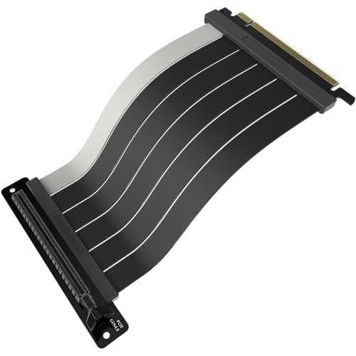 Cooler Master MasterAccessory Riser-Kabel, PCIe 4.0 x16, 300 mm, V2, schwarz, PCIe 4.0, ältere kompatibel, EMI-geschirmt, 30 AWG, TPE-Kabelhülsen, schützendes ABS-Gehäuse für GPU-Karte