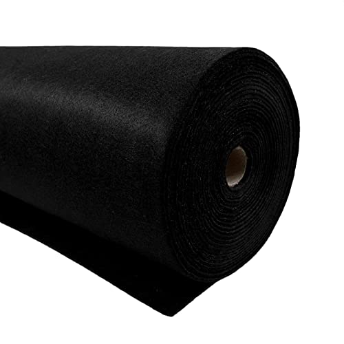 Bastelfilz 5m Rolle Filz 90cm x 1,5mm Dekofilz Taschenfilz Filzstoff, Farbe:schwarz