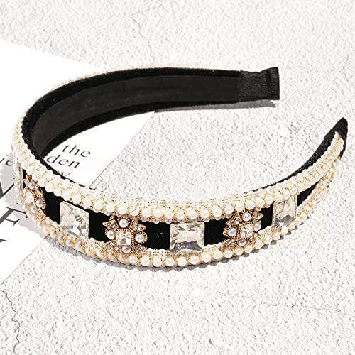 Haarschmuck Europäische und amerikanische neue handgemachte Strass-Gürtel Perlenflanell-Stirnband-Haar-Accessoires All-Match-Out-Druck-Haar-Kopfschmuck,Weiß