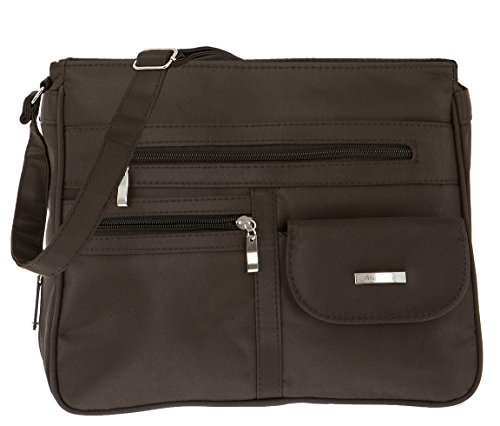 Handtasche ALESSANDRO Madrid Schultertasche Damentasche Microfaser Tasche 3055 + Schlüßeletui (Brown-Braun)