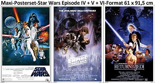 3er-Set Star Wars Set Classic Episode IV + V + VI Poster Grösse je 61x91,5