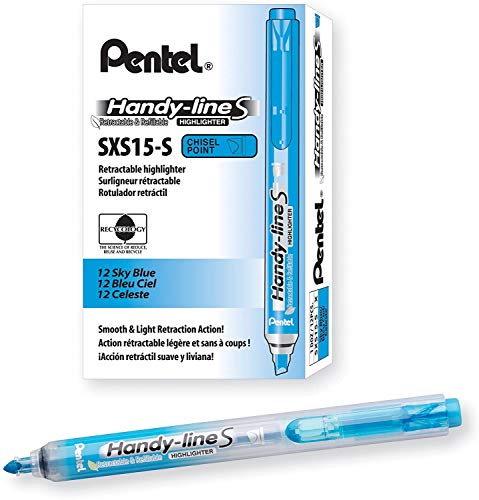 Pentel handy-line S 12 Stück Textmarker einziehbar/wiederaufladbar blau