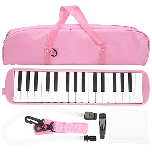 Vbest Life 32 Key Melodica Instrument Keyboard Klavierstil mit Mundstück-Röhrensets und Tragetasche für Kinder Anfänger Erwachsene Geschenk Schwarz(Rosa)