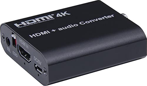 PremiumCord HDMI 4K Audio Extractor mit Audiotrennung auf Stereoklinke, SPDIF Toslink, RCA Cinch, Farbe Schwarz