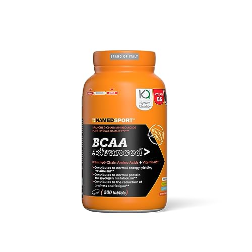 NAMEDSPORT> BCAA Advanced>, Verzweigtkettige Aminosäure und Vitamin B6 Supplement, Reduziert die Müdigkeit, Stimuliert die Proteinsynthese, Ideal im Ausdauersport, Marke aus Italien, 110 Tabletten