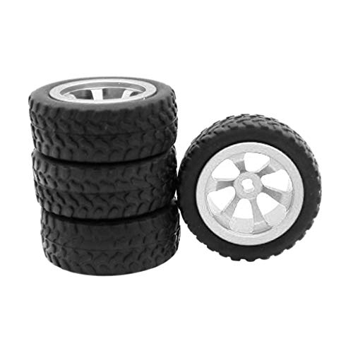 dailymall 4er Set RC Felgen Auto-Reifen Metallfelge Reifen Rad Reifen für 1:28 WLtoys RC Car - Silber, 30mm