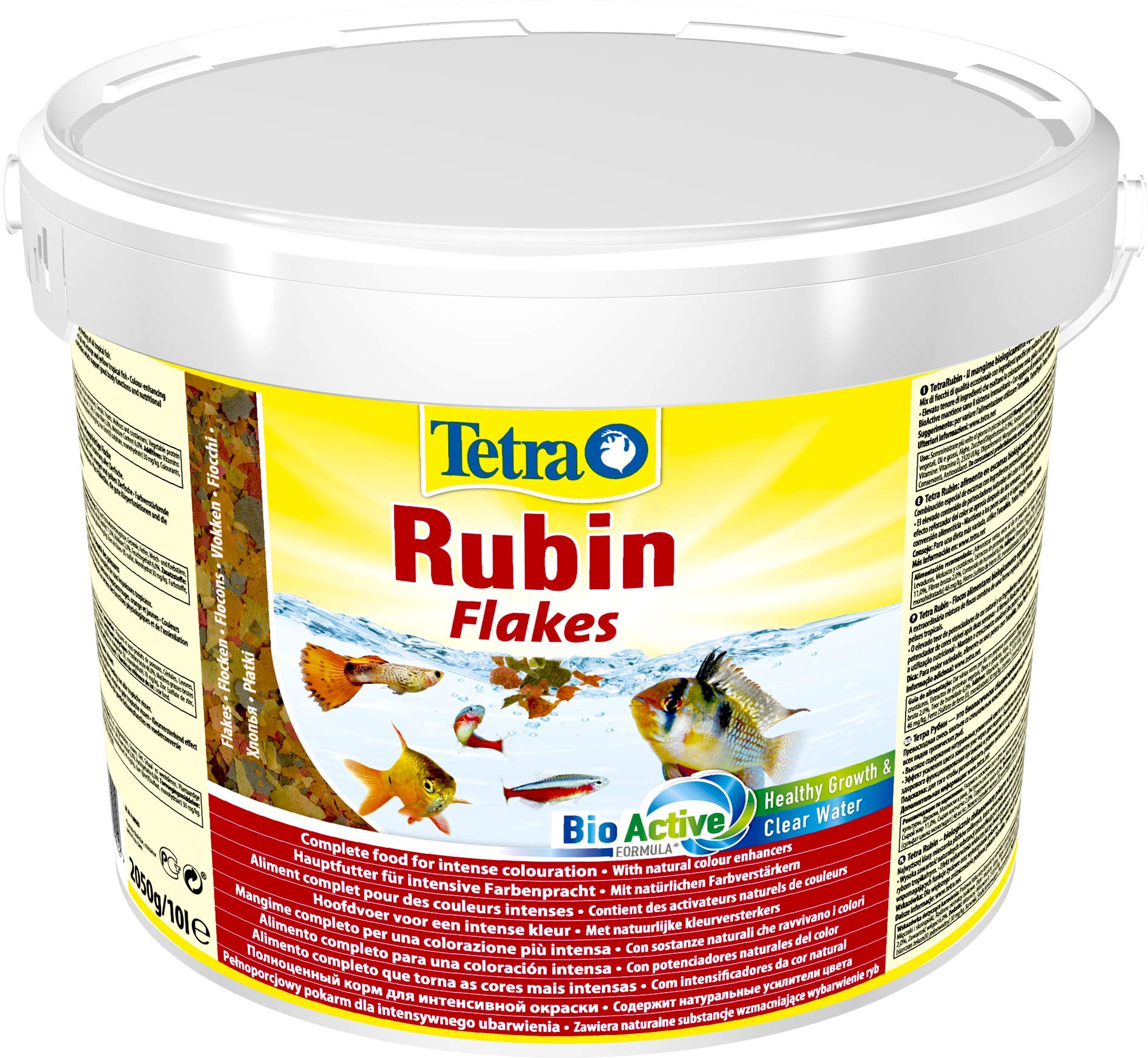 Tetra Rubin Flakes - Fischfutter in Flockenform mit natürlichen Farbverstärkern, unterstützt eine intensive Farbenpracht der Fische, 10 Liter Eimer