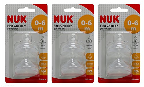 Multibuy 3x NUK First Choice+ 2 Wide Silicone Teats Size 1,Small Hole (0-6 M) by NUK