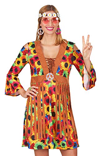Hippie Damen Kostümkleid Sunny mit Fransen - Gr. 40/42