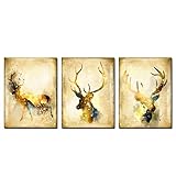 3 Stück Set Von Leinwand Wandkunst Nordic Abstrakte Künstlerische Hirsch Elch Leinwand Malerei Tier Kunstdruck Gemälde Poster Wandbild Für Wohnzimmer 40 * 60 Cm