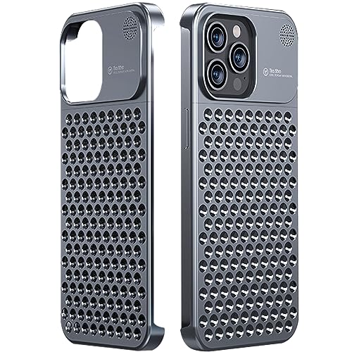 LOXO CASE Rahmenlose Metallhülle für iPhone 12/12 Pro/12 Pro Max, Aluminiumlegierung, 3D-Wärmeableitungslöcher, Kratzfeste Aromatherapie-Hülle,Gray,12 Pro Max