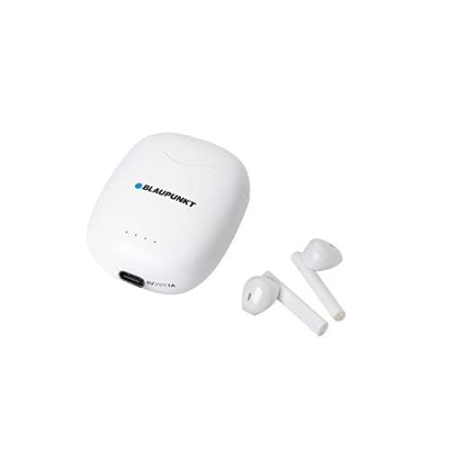 BLAUPUNKT TWS 15 In-Ear Kopfhörer mit True Wireless Stereo - Bluetooth Kopfhörer mit Touch-Control-Technologie, ideal geeignet für Sport, Perfekter Halt, USB-C Anschluss, mit Ladeschale, Weiß