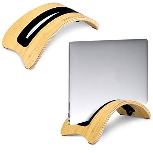 kalibri Laptop Ständer Notebook Stand - Halterung aus Holz 3X Silikoneinsatz für MacBook Air/Pro/Pro Retina/Tablet iPad - Bambus