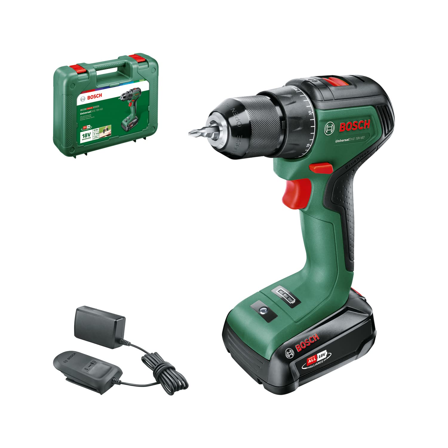 Bosch Home and Garden Akkuschrauber UniversalDrill 18V-60 (1 Akku, 18 Volt System, im Koffer)