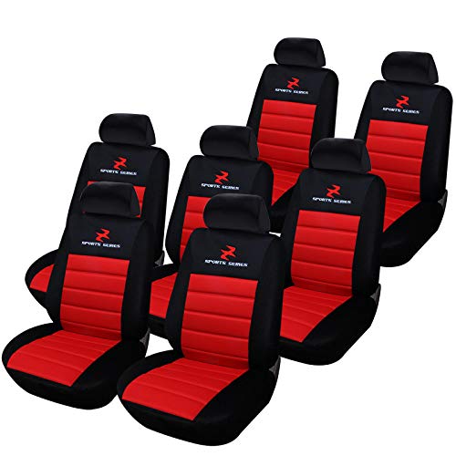 eSituro SCSC0080 7er Einzelsitzbezug universal Sitzbezüge für Auto Schonbezug Schoner Dicke gepolstert rot