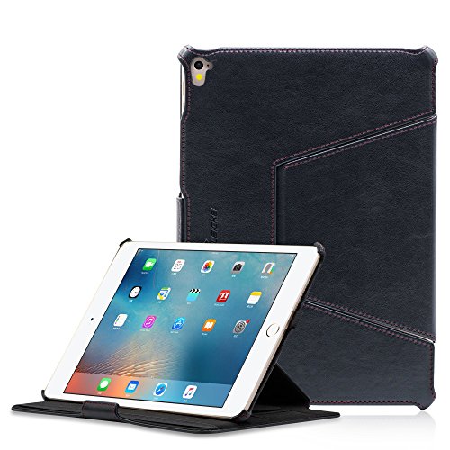 Manna iPad Pro 9.7" Hülle | Kunstleder, Tasche schwarz | Schutzhülle mit Autosleep-Funktion | EasyStand | Cleverstrap für Kopfstützenhalter | iPad Pro 9.7" Case