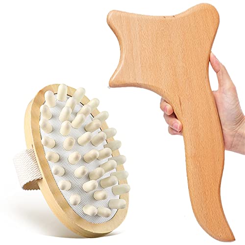 2 teile/satz Holz Therapie Trockenbürste Massage Werkzeuge Kit-Holz Lymphdrainage Werkzeug Home Trockenbürsten Körperbürste Lymphpaddel