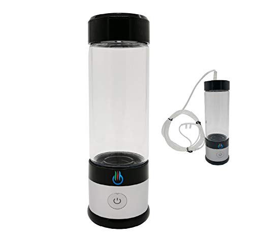 H2 USB Sport MAXX Wasserstoff-Wassergenerator mit Glasflasche und Inhalator-Adapter (Silber)