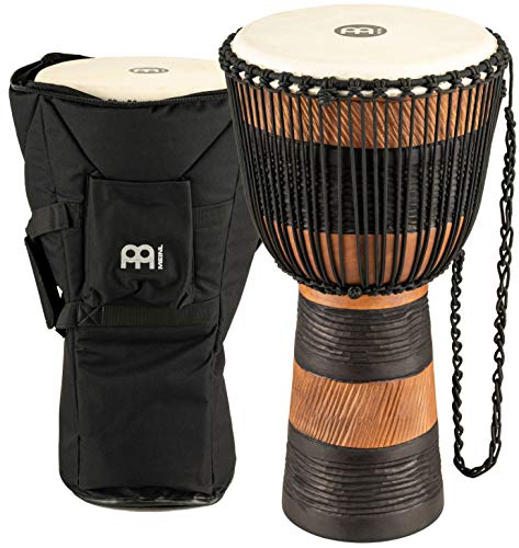 Meinl Percussion ADJ3-L+BAG Djembe, Earth Rhythm Series (Large), 30,48 cm (12 Zoll) Durchmesser, inkl. Tasche, braunschwarz
