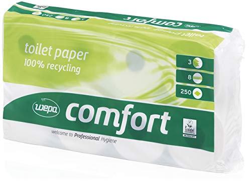 Wepa 037060 Toilettenpapier Comfort, 3-lagig, hochweiß, 5er Set
