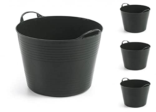 4 Stück Kreher Mehrzweckkorb für 42 Liter mit Füllstandsanzeige, flexibel und strapazierfähig (Schwarz)