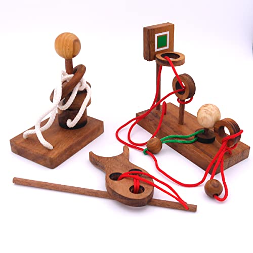 ROMBOL Seilpuzzle-Set mit unterschiedlichen, kniffligen Knobelspielen für Kinder und Erwachsene, Modell:Set 10
