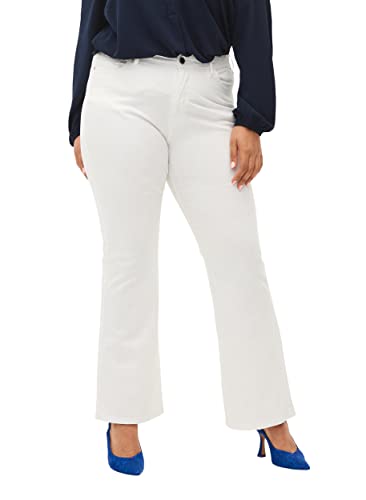Zizzi Frauen Plus Größe Ellen Jeans Bootcut hohe Taille Größen - Plus Size Damenkleidung 42W / 82 cm White