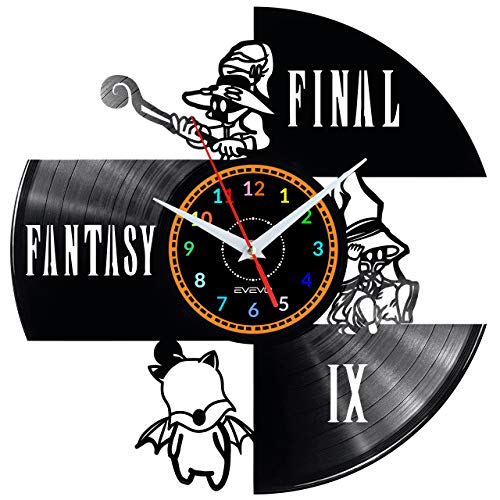 EVEVO FINAL Fantasy Wanduhr Vinyl Schallplatte Retro-Uhr groß Uhren Style Raum Home Dekorationen Tolles Geschenk Wanduhr FINAL Fantasy
