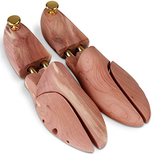 Jago Schuhspanner aus Holz in Größen 37 38 39 40 41 42 43 44 45 46 47 48 - Zedernholz und Aluminium, mit Spiralfeder - Schuhstrecker, Schuhdehner, Schuhweiter, Schuhform