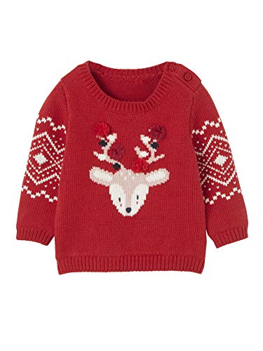 Vertbaudet Baby Weihnachts-Pullover mit Rentiermotiv, Unisex Ziegel 62
