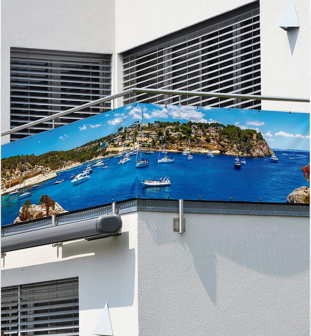 MyMaxxi Balkon Sichtschutz | Strand 02 5 x 0,9m | Abdeckung für Terrasse Balkon | Windschutz Sonnenschutz Blickdicht | Balkonverkleidung wetterfest Sichtschutz Zaun | Verkleidung