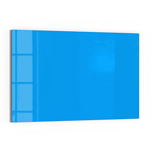 DEQORI Glas-Magnettafel | 90x60 cm groß | Unifarben - Hellblau | Memo-Board aus Glas | Magnetboard inkl. Magnete, Stift & Tuch für Küche & Büro | Tafel magnetisch & beschreibbar