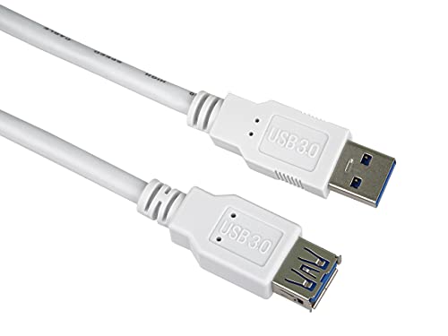 PremiumCord Verlängerungskabel USB 3.0 Super-Speed 5 Gbit/s A-A, MF, 9-polig, 5 m, weiß (ku3paa5w)