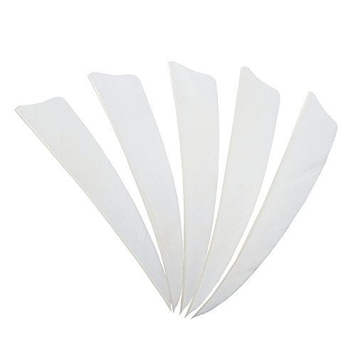 SHARROW 100 Stück Bogenschießen Pfeilfedern Naturfedern für Pfeile 4 Zoll Shield Cut Fletches Fletching Vanes (Weiß)