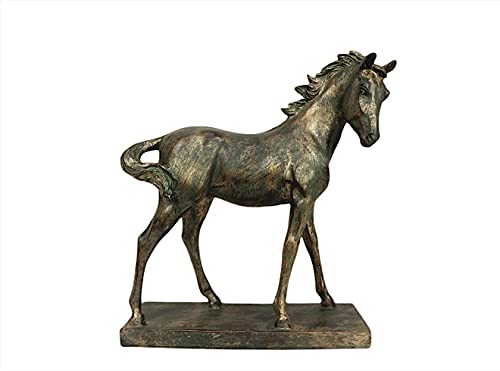 linoows Pferd, Pferdeskulptur, Große Pferdefigur in Bronzeoptik, Resin 32 cm
