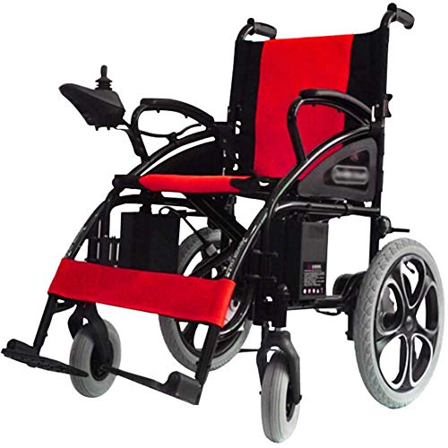 GAXQFEI Elektro-Rollstuhl, zusammenklappbare Elektro-Rollstuhl, zusammenklappbar und tragbar, Sitzbreite 41 cm, verstellbare Rückenlehne und Pedale