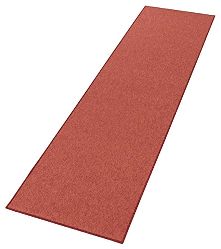 BT Carpet Feinschlingen Läufer Casual Uni Meliert, Terracotta, 80x300 cm